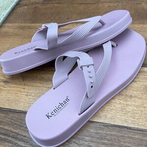 Pink Platform Flip Flop Sandals – Adjustable Strap – Size 41